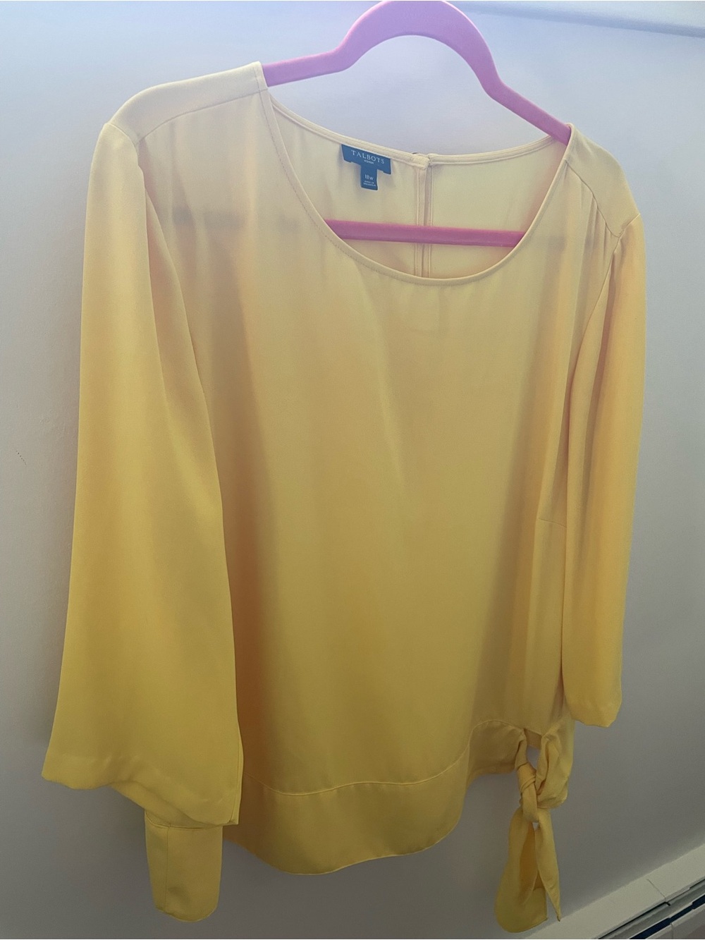 Talbots Yellow Tie-Hem 3/4 Sleeve Blouse